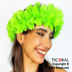 VINCHA TIARA HAWAIANA GRANDE FLUO VERDE x 1